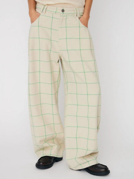 Checked Baggy Low Waist Pant