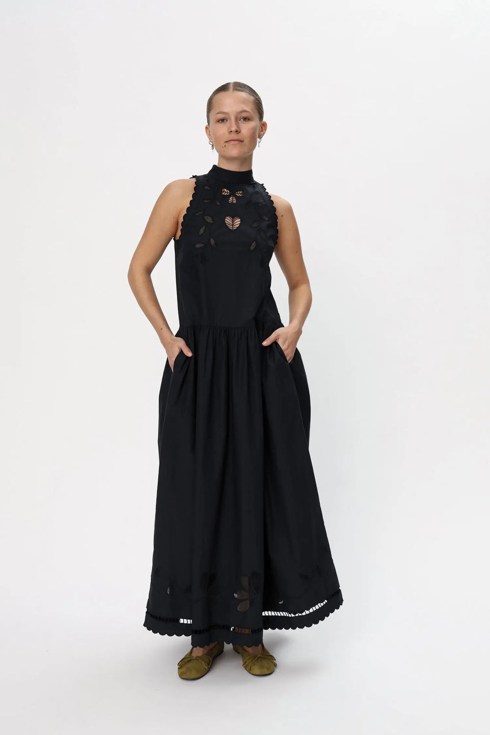 Embroidery Anglaise Maxi Strap Dress